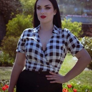 Collectif Mainline Ashley Gingham Wrap Blouse